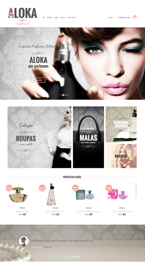 Website Aloka perfumes e malas de senhora
