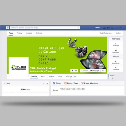 Página facebook TJM Recicla Portugal - peças automóvel